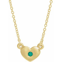 14K Yellow Lab-Grown Emerald Heart 16" Necklace 1
