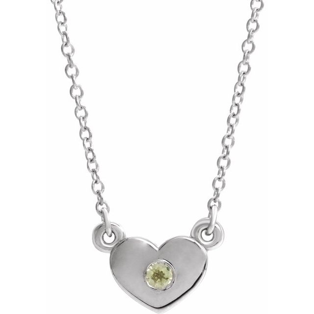 14K White Peridot Heart 16" Necklace 1