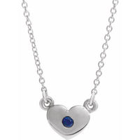 Sterling Silver Blue Sapphire Heart 16" Necklace 1