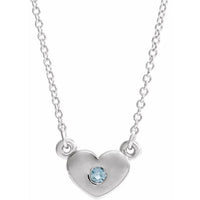 Sterling Silver Aquamarine Heart 16" Necklace 1