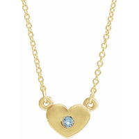 14K Yellow Aquamarine Heart 16" Necklace 1