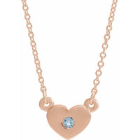 14K Rose Aquamarine Heart 16" Necklace 1