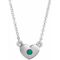 14K White Emerald Heart 16" Necklace 1