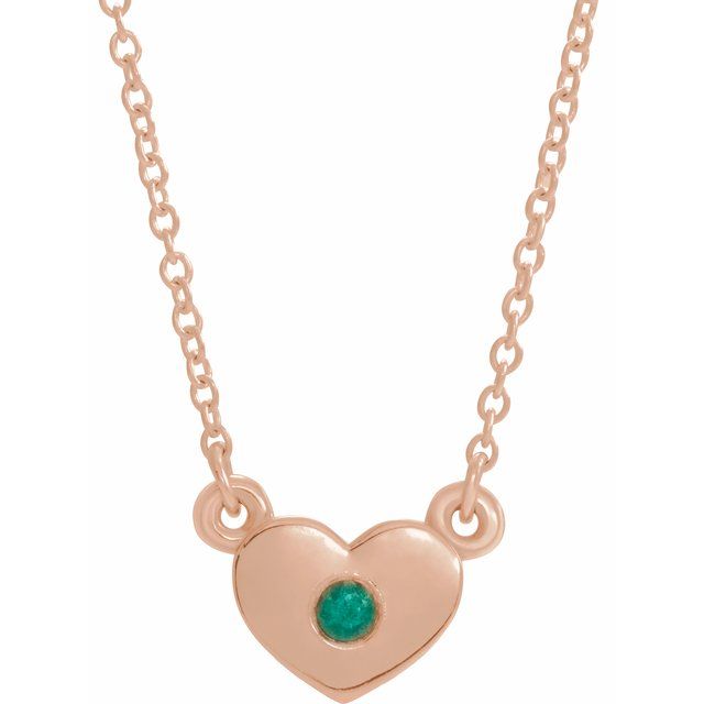 14K Rose Emerald Heart 16" Necklace 1