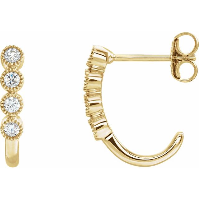 14K Yellow 1/4 CTW Diamond J-Hoop Earrings 1