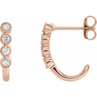 14K Rose 1/4 CTW Diamond J-Hoop Earrings 1