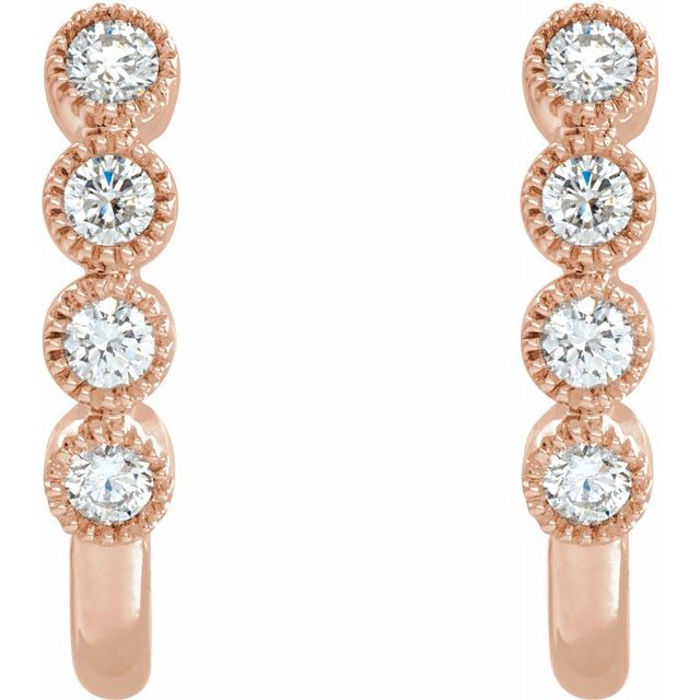 14K Rose 1/4 CTW Diamond J-Hoop Earrings 2