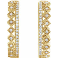 14K Yellow 1/4 CTW Diamond Geometric Hoop Earrings 2