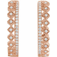 14K Rose 1/4 CTW Diamond Geometric Hoop Earrings 2