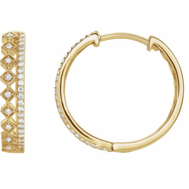 14K Yellow 1/4 CTW Diamond Geometric Hoop Earrings 1