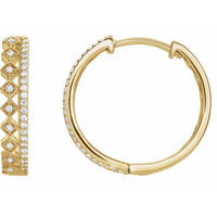 14K Yellow 1/4 CTW Diamond Geometric Hoop Earrings 1