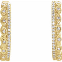 14K Yellow 1/4 CTW Diamond Geometric Hoop Earrings 2