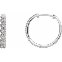 14K White 1/4 CTW Diamond Geometric Hoop Earrings 1