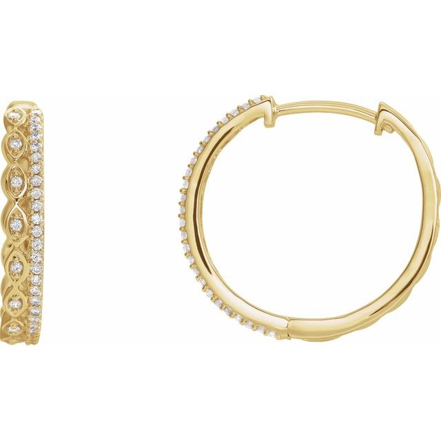 14K Yellow 1/4 CTW Diamond Geometric Hoop Earrings 1