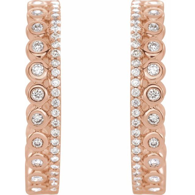 14K Rose 1/3 CTW Diamond Geometric Hoop Earrings 2