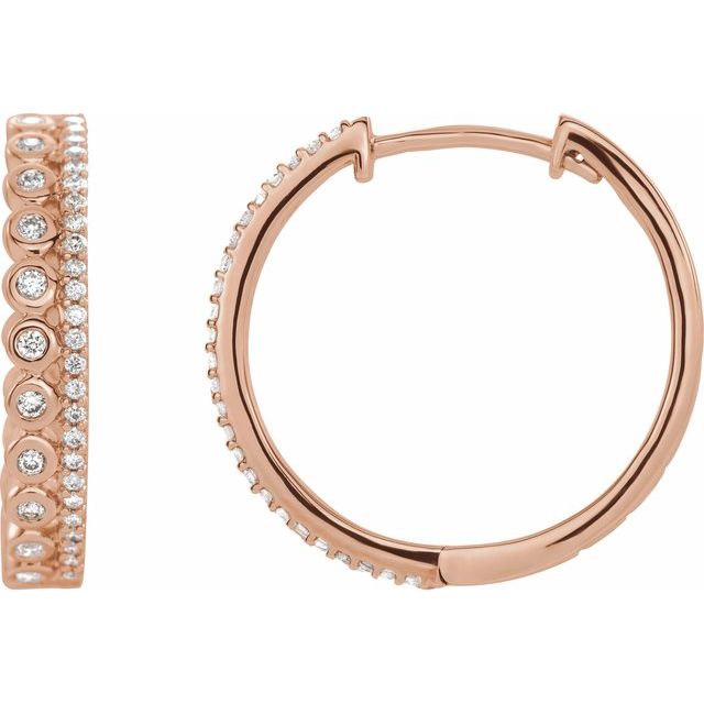 14K Rose 1/3 CTW Diamond Geometric Hoop Earrings 1