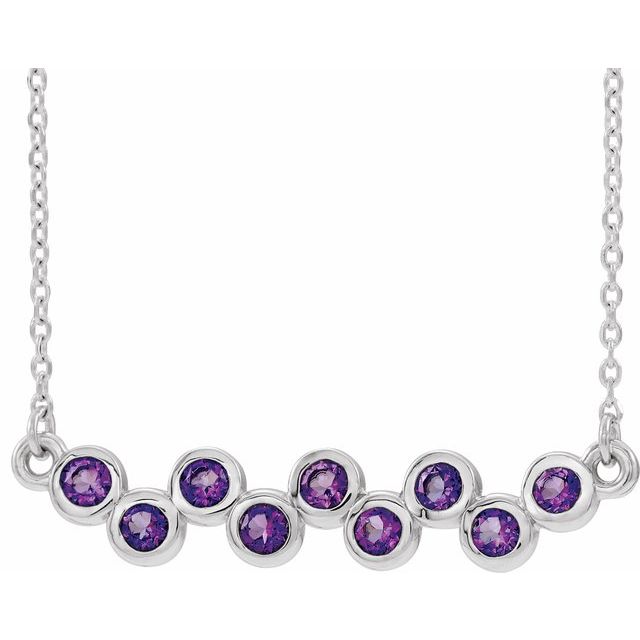 Sterling Silver Amethyst Bezel-Set Bar 16-18" Necklace 1