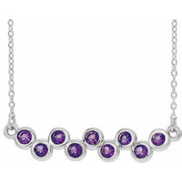 Sterling Silver Amethyst Bezel-Set Bar 16-18" Necklace 1