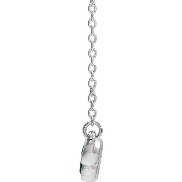 14K White Lab-Created Emerald Bezel-Set Bar 16-18" Necklace