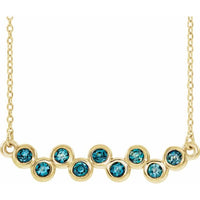 14K Yellow Aquamarine Bezel-Set Bar 16-18" Necklace 1