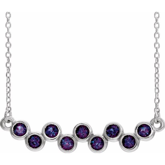 14K White Alexandrite Bezel-Set Bar 16-18" Necklace 1