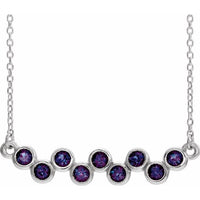 14K White Alexandrite Bezel-Set Bar 16-18" Necklace 1