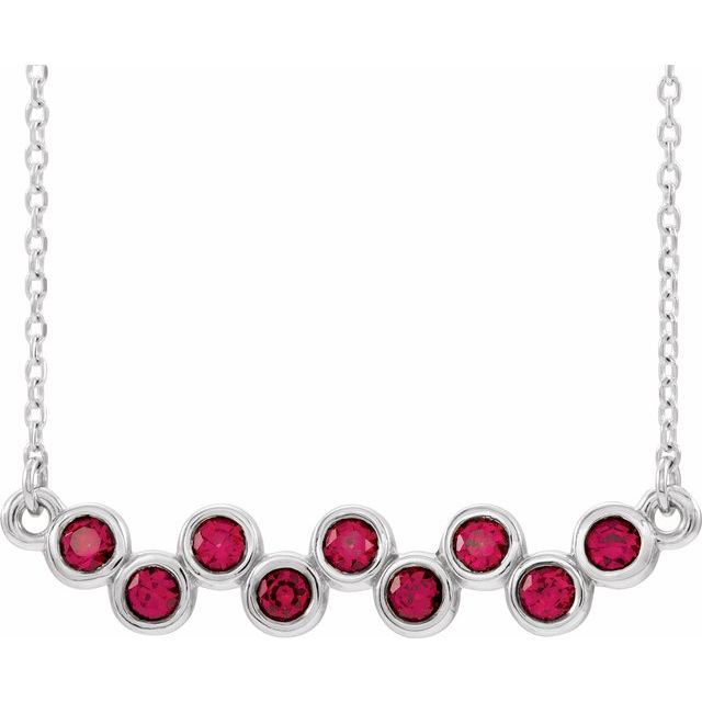 14K White Ruby Bezel-Set Bar 16-18" Necklace 1