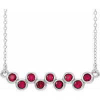 14K White Ruby Bezel-Set Bar 16-18" Necklace 1
