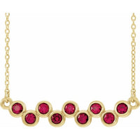 14K Yellow Lab-Created Ruby Bezel-Set Bar 16-18" Necklace