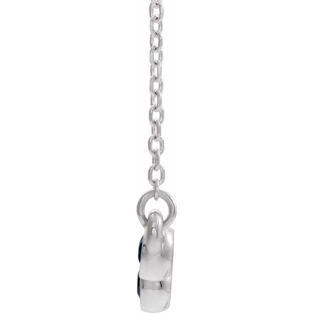 14K White Blue Sapphire Bezel-Set Bar 16-18" Necklace 2