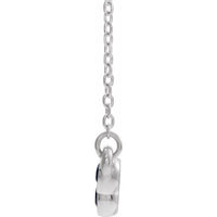 14K White Blue Sapphire Bezel-Set Bar 16-18" Necklace 2