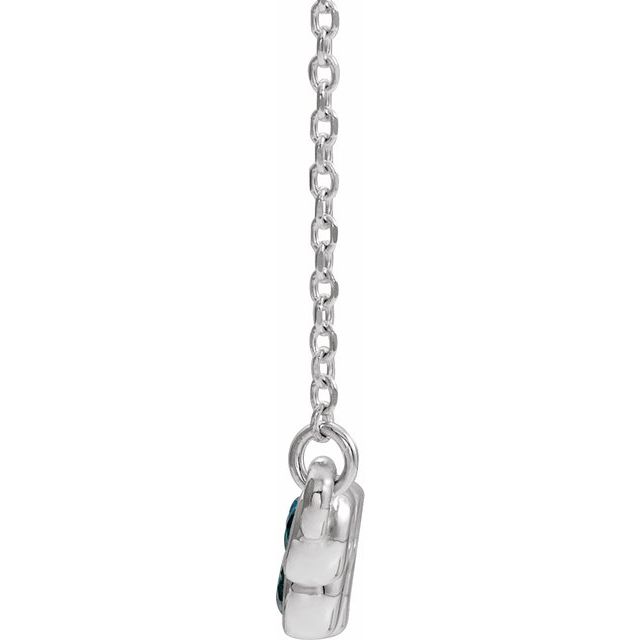 14K White Blue Zircon Bezel-Set Bar 16-18" Necklace 2