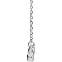 14K White Blue Zircon Bezel-Set Bar 16-18" Necklace 2