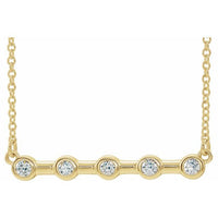 14K Yellow Gold 1/6 CTW Natural Diamond Bezel-Set Bar 18" Necklace