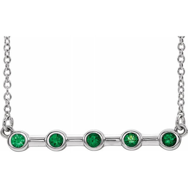14K White Emerald Bezel-Set Bar 16" Necklace 1