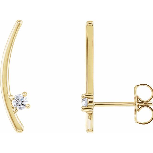 14K Yellow 1/8 CTW Diamond Ear Climbers 1