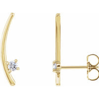 14K Yellow 1/8 CTW Diamond Ear Climbers 1