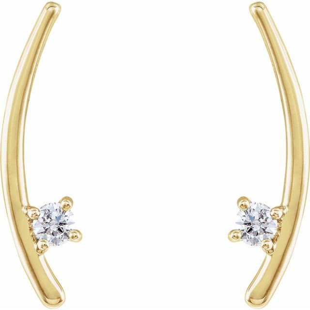 14K Yellow 1/8 CTW Diamond Ear Climbers 2