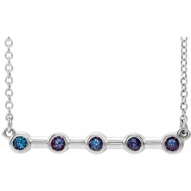 14K White Alexandrite Bezel-Set 16" Bar Necklace 1