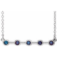 14K White Alexandrite Bezel-Set 16" Bar Necklace 1