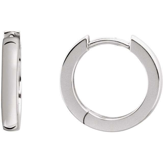 Sterling Silver 14 mm Hinged Hoop Earrings 1