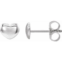 Sterling Silver 5.9x5.4 mm Youth Puffed Heart Earrings 1