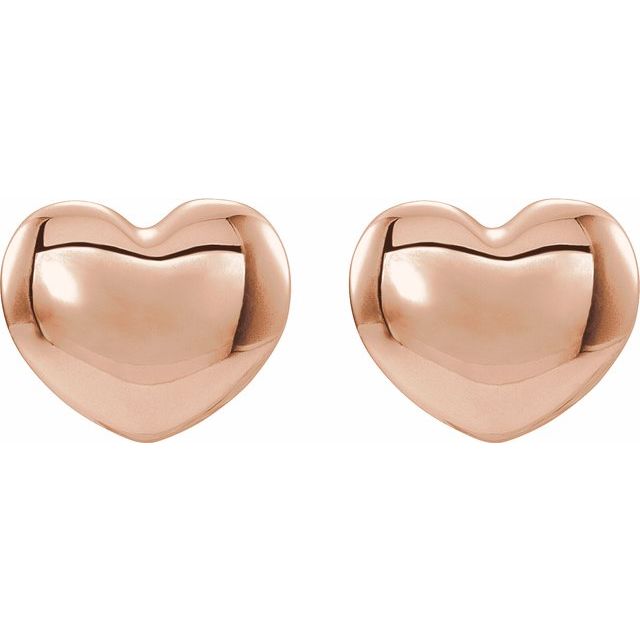 14K Rose 5.9x5.4 mm Youth Puffed Heart Earrings 2