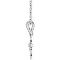14K White Gold .03 CTW Natural Diamond Petite Vintage-Inspired 16-18" Cross Necklace
