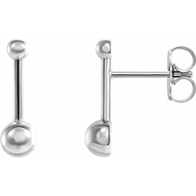 Sterling Silver Bar & Ball Earrings 1