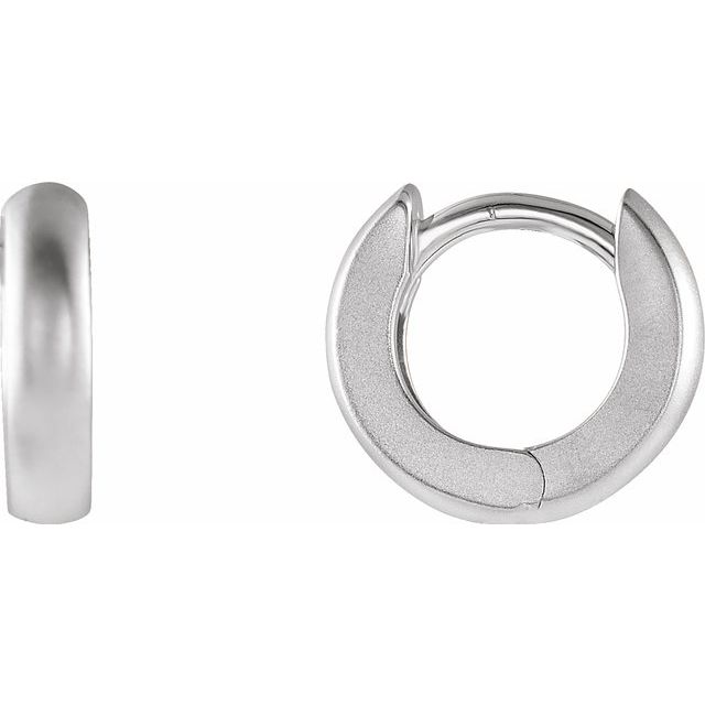 Sterling Silver 9.5x2.25 mm Hinged Hoop Earrings with Bead Blast Finish 1