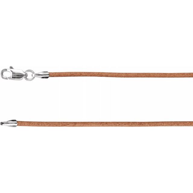 Sterling Silver 1.5 mm Natural Leather 16" Cord 1