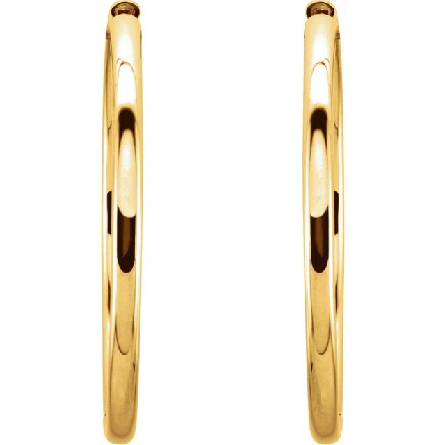 14K Yellow Gold 29 mm Hinged Hoop Earrings