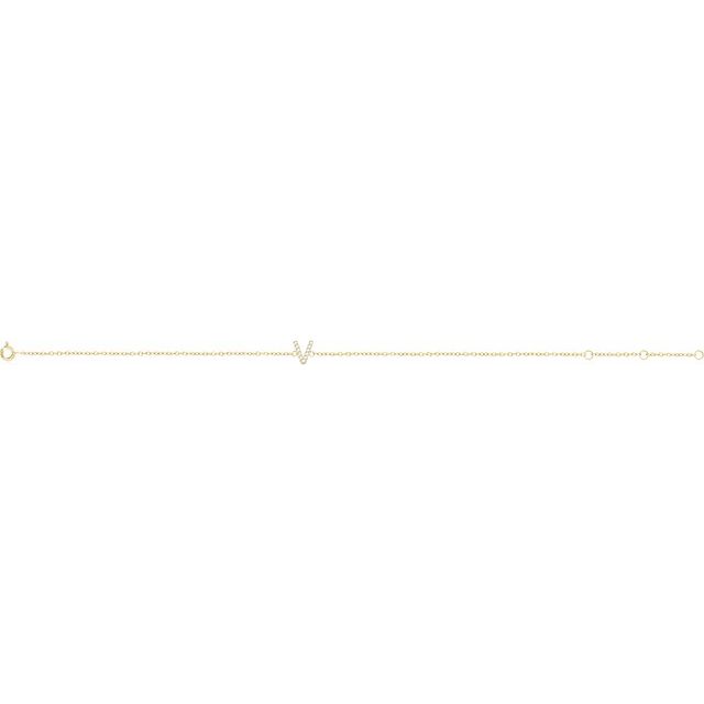 14K Yellow .05 CTW Diamond Initial V 6-7" Bracelet 2