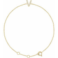 14K Yellow .05 CTW Diamond Initial V 6-7" Bracelet 1
